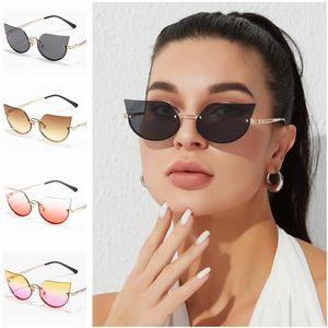 Nya solglasögon Kvinnor Rimless Sun Glasses Cat Eye Anti-UV Spectakles Gradient Color Lens glasögon Simplity Ornamental