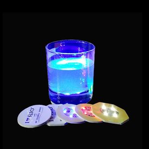 6cm Glow 3m Stickers LED Coasters Ilumina￧￣o 4 LEDS Plashing Lamping Bottle Lead Novelty Festival Light Festival de Natal Night Bar Party Decoration Wine Crestech168