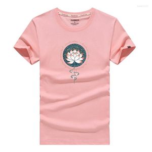 メンズTシャツピンクフラワープリントメンズシャツコットン通気性短袖Tシャツ夏カジュアルソリッドティーオムプラスサイズ5xl