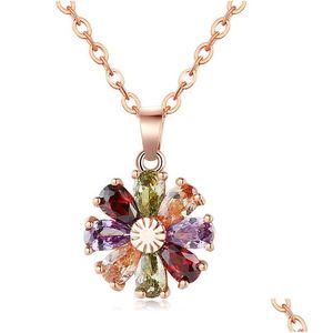 Lockets Wholesale Copper Zircon Small Flower Diamond Necklace Platinum Plating Fashionable Clavicle Chain Korean Accessories Dhgarden Dhypj