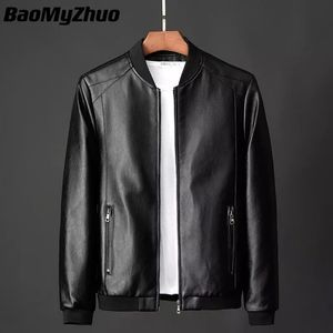 Mens couro Faux Autumn Winter Jacket Coat Men Bomber Motorcycle Plus tamanho 8xl causal vintage Black Biker Pocket Zipper S 230207