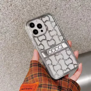 Casos telef￴nicos de designer de moldura de ouro prateado para iPhone 14 Plus 13 12 11 Pro Max Hollow Out Shocksoone Charge Caso Luxury G Smartphone Case