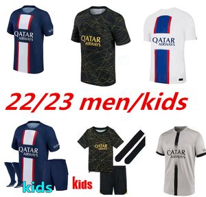 MBAPPE HAKIMI PLAYER # 30 maglie da calcio SERGIO RAMOS 22 23 Maillots de football 2022 2023 MARQUINHOS VERRATTI PSGS HAKIMI uomo bambini kit magliette uniformi maglia piede 999