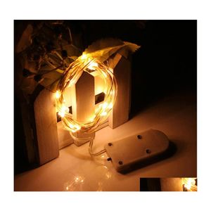 LED-Strings Cr2032 Knopfbatterie 2M 20LED Micro Tiny String Lights mit Lichterkette für Weihnachtsfeier Hochzeitsdekor Drop Lieferung Dhox4