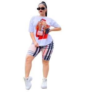 2023 Spring Two Piece Pants Women Casual T-shirt och Bottoms Set Daily Outfits Tracksuit Free Ship