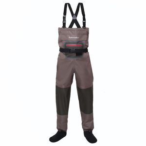 Utomhusbyxor Brown Breattable Lightweight Fly Fishing Chest Waders Stocking Foot Wader för män Kvinnor 230206