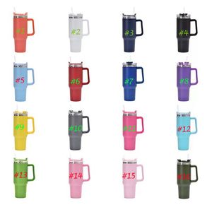 Water Bottles 40oz Reusable Tumbler with Handle and Straw Stainless Steel Insulated Travel Mug Tumbler Insulated Tumblers Keep Drinks Cold Support Customized LOGO