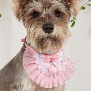 Hundkläder Pet Cat Collar Lace Bib Ruffle Scarf Party Decoration Tie Soft Cone Wedding Supplies Ader