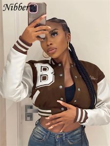 Damen Jacken Nibber Herbst Winter Baseball Uniform Jacke Brief Drucken Top Straße Casual Mantel Coole Stil Bomberjacke Für Damen Kleidung 230207