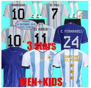 Men kids kit 22 23 Argentina soccer Jerseys player version 2022 2023 KUN AGUERO AGUERO DI MARIA DYBALA CORREA LO CELSO MARTINEZ football shirt uniforms