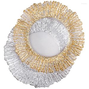Plates 13inch Retro Gold Rim Charger Plate Glass Decorative Service Silver Dinner Dishes Bridal Shower Decor Table Place Setting