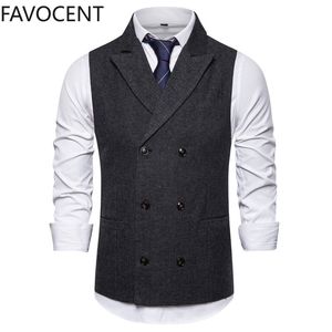 Mens Suits Blazers Vest Double Breasted S ärmlös Waistcoat Vintage Formal för Wedding Chaleco 230207