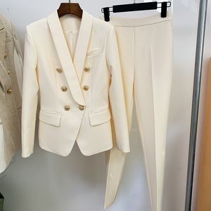 Zweiteilige Damen-Hose, rosa, schwarz, Hosenanzüge, PC-Sets aus Apricot Business Doublebreasted Buttons Nine Blazer Formal 230207