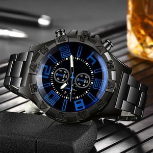 Orologio al quarzo luminoso da uomo Moda Casual Sport da donna Blu-ray Cinturino in acciaio da polso Coppia Accessori Orologi da polso308S