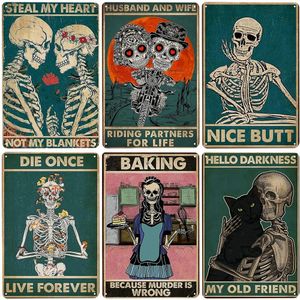 Vintage Funny Nice Butt Skeleton Metal Painting Plaque Home Office Restaurant Classroom Toilet Farmhouse Bathroom Decor 20cmx30cm Woo