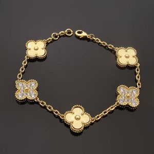 Pulseira de links de link de luxo pulseira de trevo de quatro folhas feminino moda feminina 18k Bracelets de braceletes de ouro