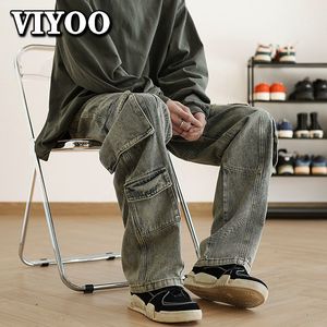 Men s Jean s Y2K Clothes Casual Pocket Cargo Pants Straight Trousers Baggy Denim For Men Clothing Streetwear 230207