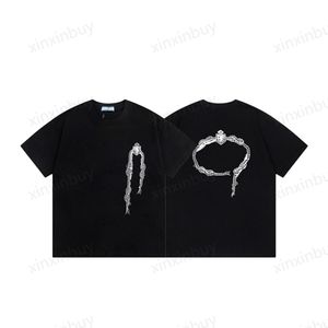 Xinxinbuy Men designer tee t shirt 23SS halsband tryck etikett bokst￤ver kort ￤rm bomull kvinnor vit svart gr￶n bl￥ m-2xl