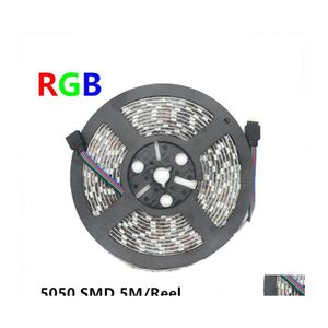 Paski LED Pasek 5050 SMD RGB Wodoodporny IP65 DC 12V Elastyczne światła wstążkowe do festiwalu dekoracja ogrodu upuszczenie lampki Dhdta