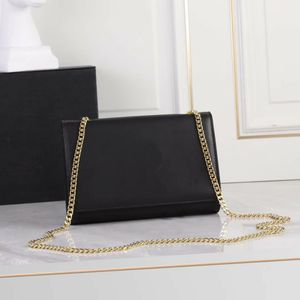 Designer 22 cm Kate Classic Front Flap Bag Curb Chain Strap Axelväska Kalvläder Magnetiskt spänne Handväskor Guld Letter Hardware Cross Body Mode Baguette Handväska