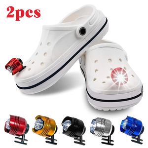 Shoe Parts Accessories 2PCS Croc Headlights Funny Lights Rechargeable Waterproof LED Hole Flashlight For Adults Light 230207