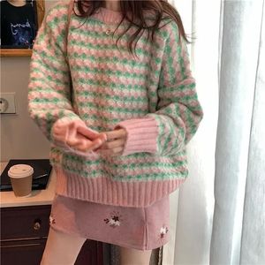 Women's Sweaters Pullovers Women Design Patchwork Lazy Style Leisure Ladies Sweater Retro All-match Loose Ulzzang Students Streetwear