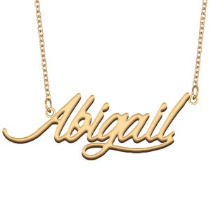 Abigail Namn halsband Personaliserad för kvinnor bokstäver teckensnitt tagg rostfritt stål guld och silver anpassade typskylt halsbandsmycken
