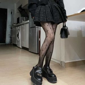 Çorap Çorap Gotik Lolita Kızlar Çapraz Baskı Kulübü Tayt Cosplay Mesh Yaz İnce Naylon Uzun Çorap Kadın Seksi Vücut Çorapları FishNet Pantyhose Y2302