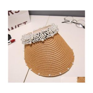 Wide Brim Hats Personality Handmade Pearl Women Summer Outdoor Sun Protection Hat Fashion For Ladies630 T2 Drop Delivery Accessories Dhulo