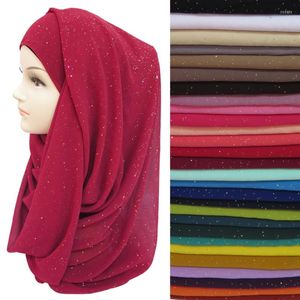 Scarves Simple Multicolor Woman Turban Long Scarf Muslim Shiny Wrapped Headwear Arab Solid Color Hijab Light Thin Shawls