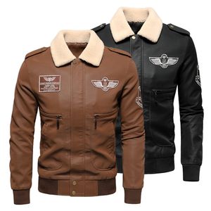 Men S Leather Faux 6XL Plus Size Autumn Brand Vintage Classic Warm Fleece Bomber Jacket Stupy Coat Coat Coat Coat Disual 230207