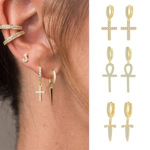 Dangle Earrings & Chandelier Gold Piercing Pendant Hoop For Women Trendy Punk Rivet Sword Butterfly Ankh Charm Lobe Earing Ear Accessories J