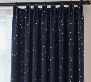 Curtain Modern Navy Blue Printed Star Blackout Curtains For Living Room Kid's Bedroom Window Children Treatment Finished