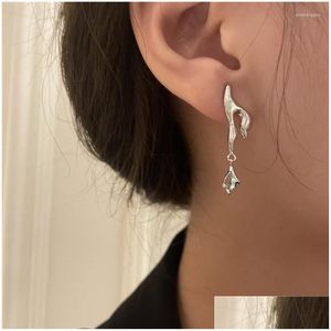 Stud Earrings Fashion Liquid Metal Geometric Zircon For Woman Girls 2022 Trendy Asymmetrical Butterfly Jewelry Aesthetic Drop Deliver Dhfvq