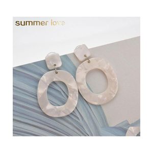 Hoop Huggie Fashion Big Vintage Geometric Cellose Acetate Dangle Earring for Women Akryl Oval Pendants Gift Smycken Drop Deliver Dh37o