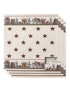 Table Napkin American Country Star Farm 4/6/8pcs Kitchen 50x50cm Napkins Serving Dishes Home Textile Products