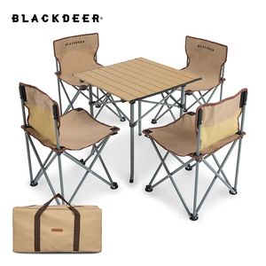Camp Furniture BLACKDEER 4 pcs Chair and 1 pcs Table Outdoor Aluminum alloy Folding Table and Chair Set Camping Picnic Portable Supplies 230206