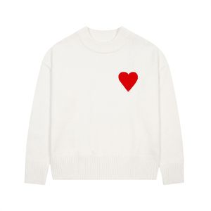 Casual Sweaters Designer Amies Knitted Sweater Embroidered Red Heart Solid Color Big Love Round Neck Short Sleeve a T-shirt for Men Women Keep Warm Clothes