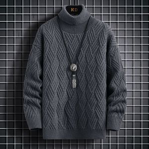 Män s tröjor Vinter toppkvalitet Turtleneck tröja tjock varm pullover casual s hög hals stickad male julhoppare 230207