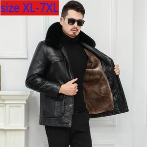 Men's Fur & Faux Fashion Warm Leather Jacket Thickened Coat Casual Thick Detachable Collar. Internal Super Large Plus Size XL-7XL