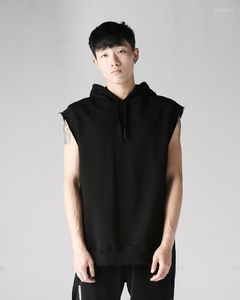 Men's Tank Tops Spring And Summer Dark Original Trend Brand European American Street Casual Webbing Slit Sleeveless Vest Hooded Men'