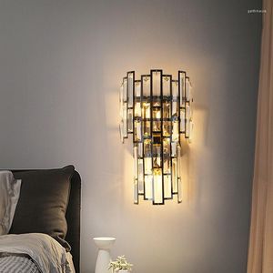 Wall Lamps El Engineering Stairs Led Light Modern Living Room Crystal Lamp Bedroom Bedside Indoor Stainless Steel Sconces