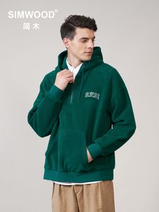 Mens Hoodies Sweatshirts Sonbahar Kış Büyük Boy Gevşek Fit Çeyrek Kazak Günlük Bulanık Kazık Polar Sıcak 230207