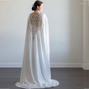 Wraps White Lace Bridal Cape With Appliqued Beaded Wedding Cloak Custom Made Bride Bolero Wrap Pearls Jacket