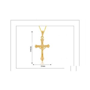 Charms Pendants Necklaces Jesus Cross 18K Gold Chain Pendant For Necklace Drop Delivery Jewelry Findings Components Dhxhr