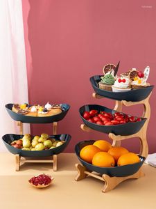 Talerze salon domowy plastikowy trójwarstwowy talerz owocowy danie z przekąskami kreatywne nowoczesny suszony deser cukierkowy deser