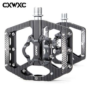 Pedais de bicicleta CXWXC Bicycle Lock Pedal Cleat Free para SPD System MTB Road 2 em 1 alumínio Anti-deslizamento selado Acessórios para pedal de trava de rolamento 0208