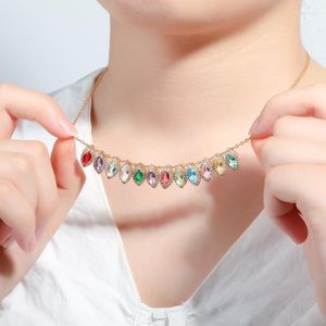 Ketten Feiner tropfenförmiger Zirkon-Anhänger-Choker Modeaccessoires 12 Monate Geburtstags-Stein-Halskette für Frauen Gliederkettenschmuck