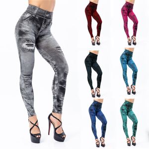 womens jeans foreign trade imitation denim leggings super elastic capris women th801 8 colors