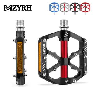 Bike Pedals MZYRH X12F Reflective Bike Pedal 3 Bearings Non-Slip MTB Pedals Aluminum Alloy Flat Applicable Waterproof Bicycle Accessories 0208